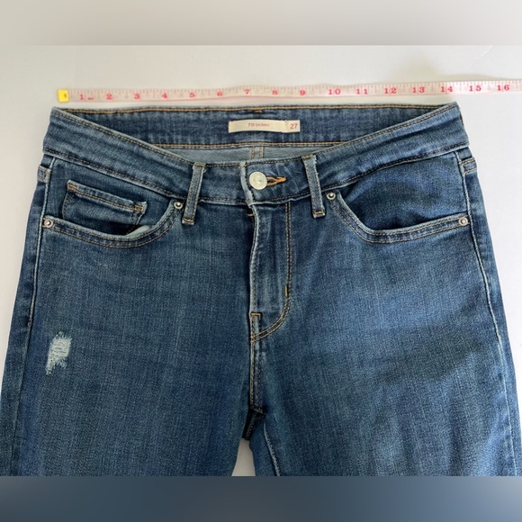 Levi’s Jeans Women’s 27 Blue Distressed Denim Style 711 Skinny Red Tab - Picture 6 of 9